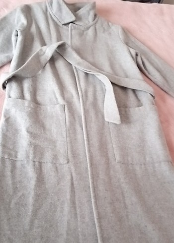 Gri Kadın Uzun Kollu Rahat astarsız kaban - Görsel 6