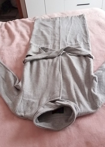 Gri Kadın Uzun Kollu Rahat astarsız kaban - Görsel 5