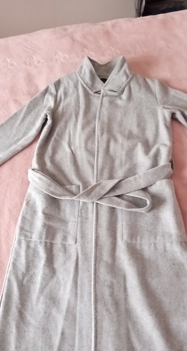 Gri Kadın Uzun Kollu Rahat astarsız kaban - Görsel 2