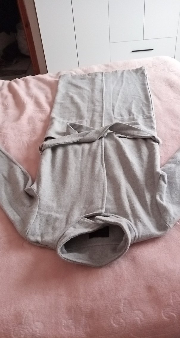 Gri Kadın Uzun Kollu Rahat astarsız kaban - Görsel 5