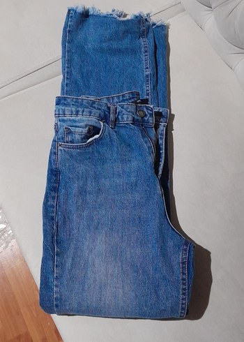 Kadın Mavi Denim Bol Kesim Fermuarlı Jean - Görsel 3