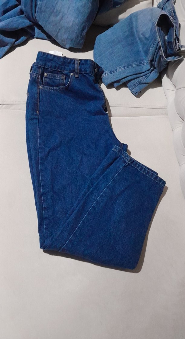 Parlak Lacivert Fermuarlı Kadın Denim Pantolon - Görsel 2