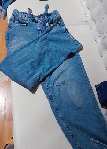 Kadın Mavi Bol Kesim Denim Pantolon - Görsel 5