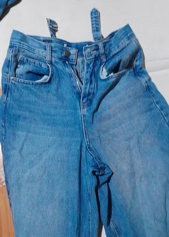 Kadın Mavi Bol Kesim Denim Pantolon - Görsel 3