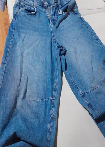 Kadın Mavi Bol Kesim Denim Pantolon - Görsel 4