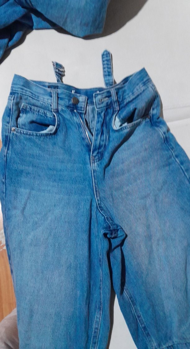 Kadın Mavi Bol Kesim Denim Pantolon - Görsel 3