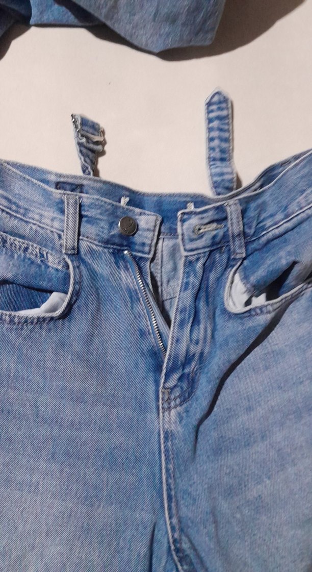 Kadın Mavi Bol Kesim Denim Pantolon - Görsel 2