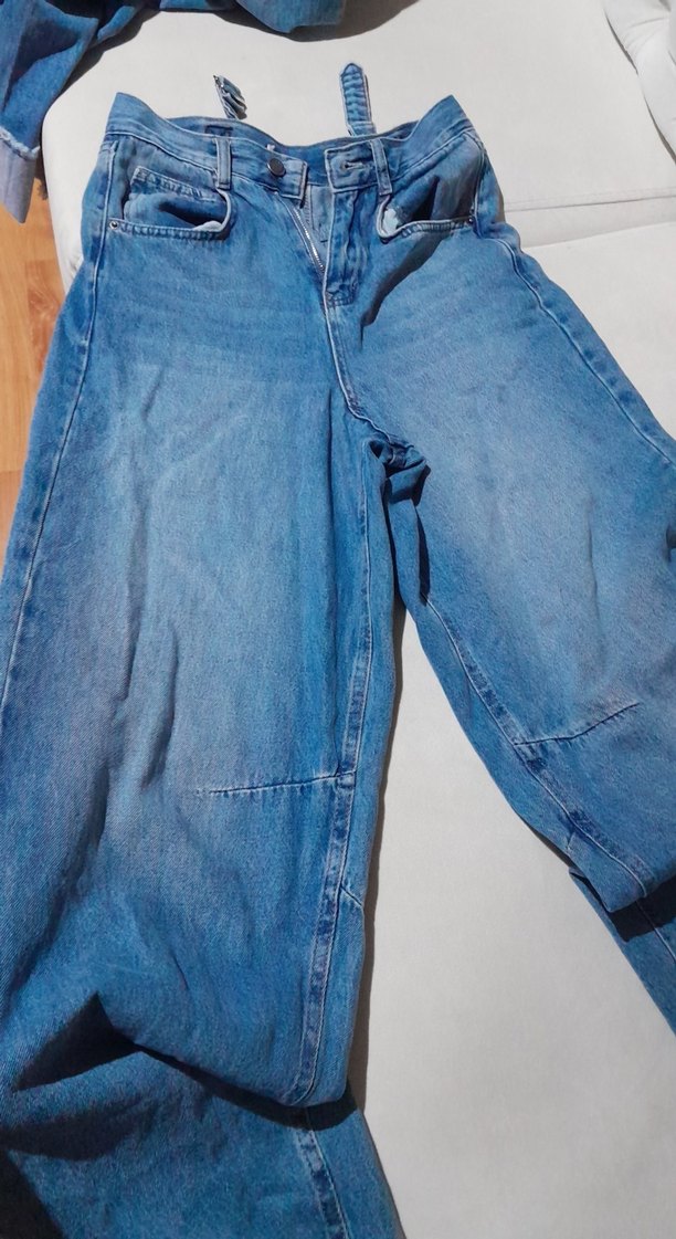 Kadın Mavi Bol Kesim Denim Pantolon - Görsel 4