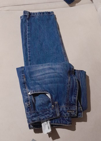 Kadın Mavi Bol Kesim Midi Kot Pantolon - Görsel 5