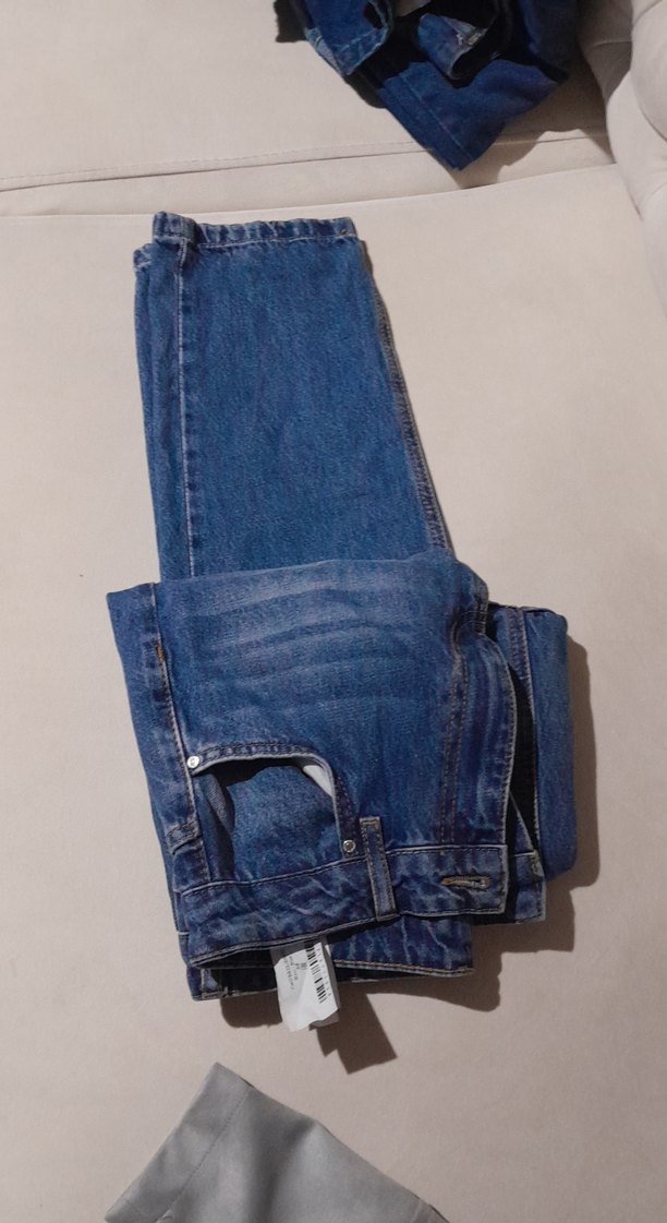 Kadın Mavi Bol Kesim Midi Kot Pantolon - Görsel 5