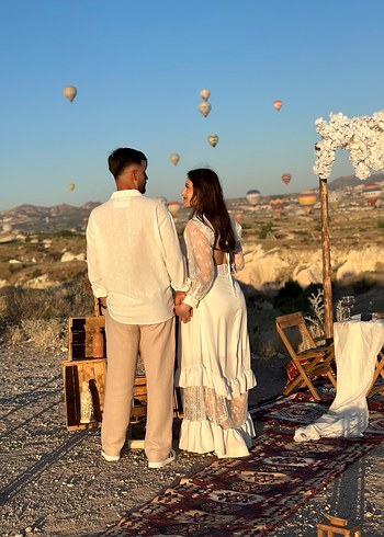 Uzun Kollu, Transparan Bohem Elbise - Görsel 2