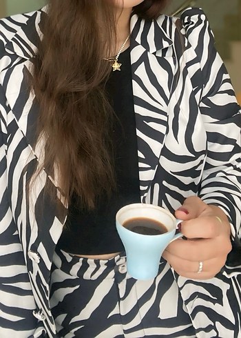 Zebra Desenli Uzun Kadın Takım Elbise - Görsel 2