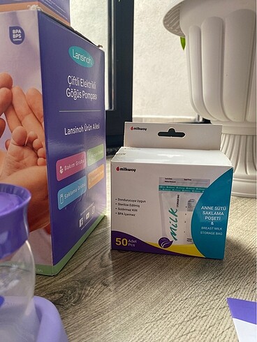 Beden Lansinoh Çiftli Elektrikli Göğüs Pompası, Biberon ve Süt saklama