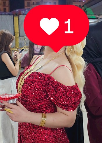 42 Beden Parlak Kırmızı V Yakalı Uzun Abiye Elbise