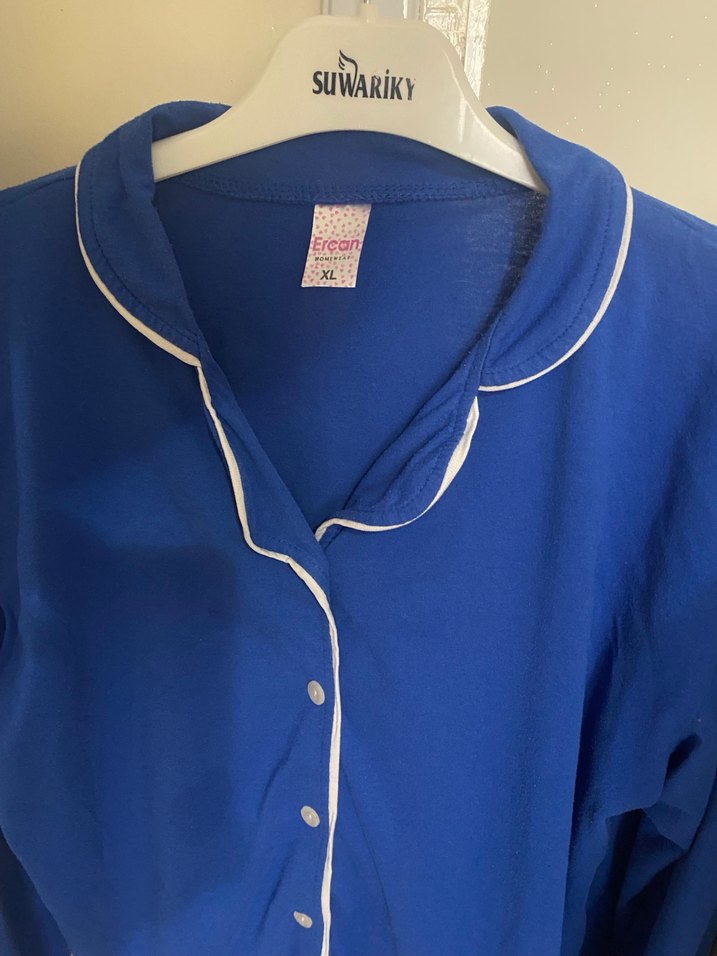 Kadın mavi  Uzun Kollu Pijama Takımı - Görsel 5