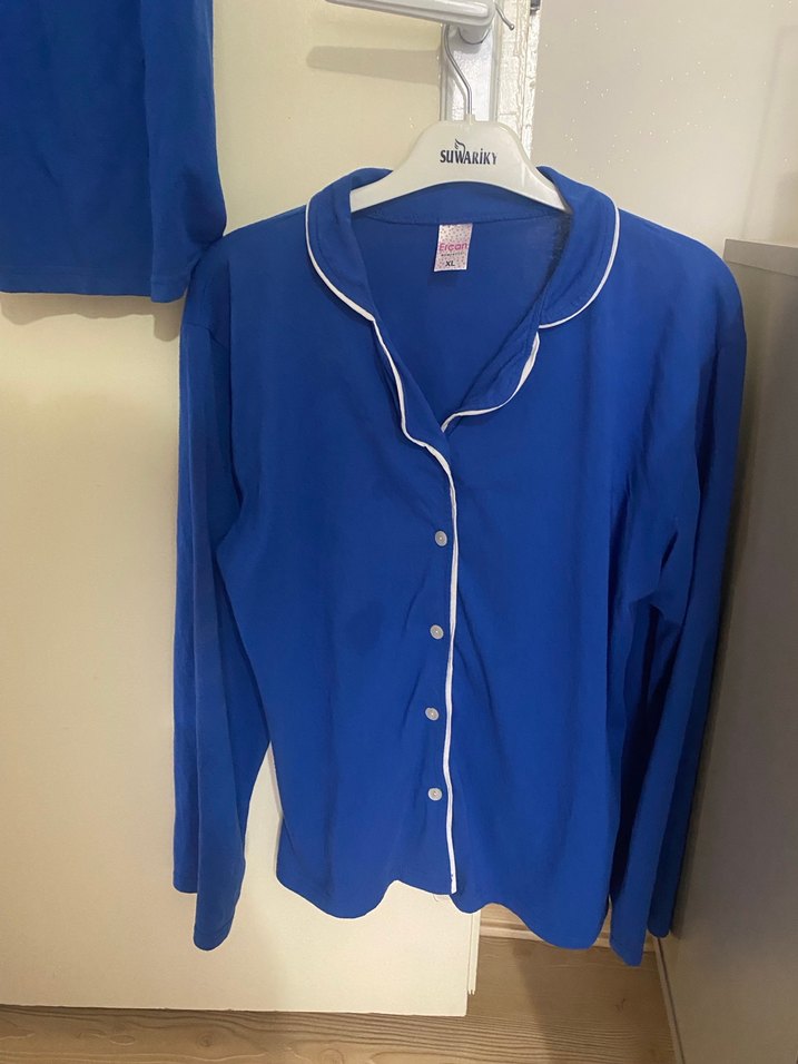 Kadın mavi  Uzun Kollu Pijama Takımı - Görsel 3