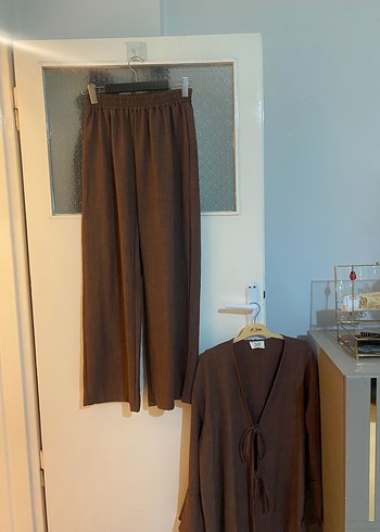 Kahverengi Keten Kadın Takım - Görsel 5