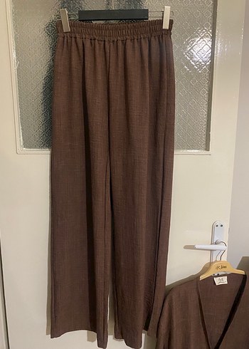 Kahverengi Keten Kadın Takım - Görsel 6