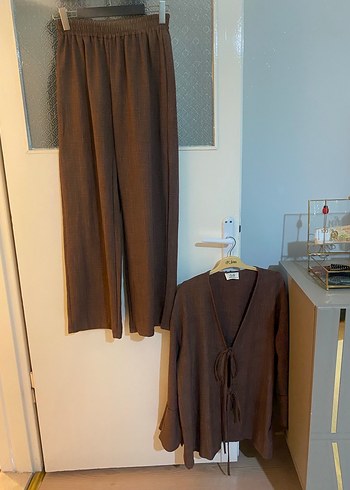 Kahverengi Keten Kadın Takım - Görsel 4