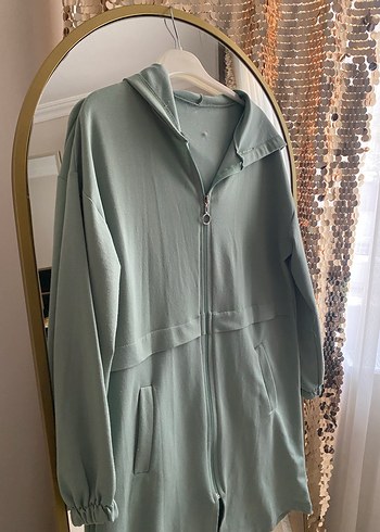 Kapüşonlu Uzun Fermuarlı Kadın Ceket - Görsel 2