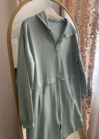 Kapüşonlu Uzun Fermuarlı Kadın Ceket - Görsel 4