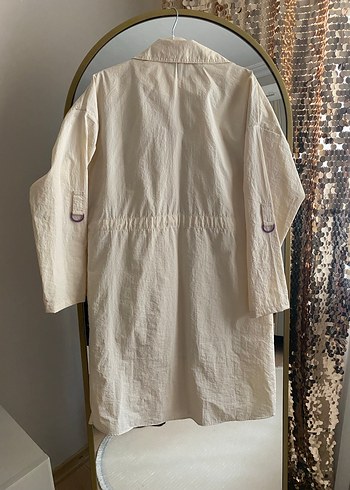 Bej Uzun Keten Ceket - Görsel 9