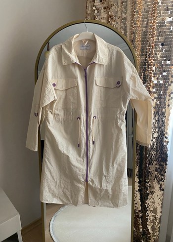 Bej Uzun Keten Ceket - Görsel 6