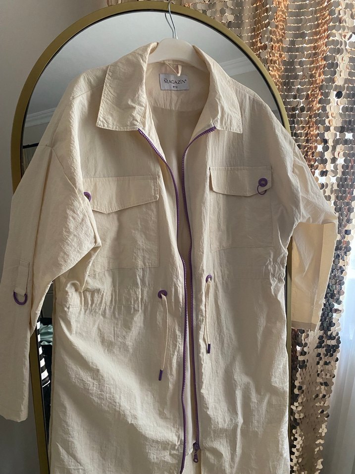 Bej Uzun Keten Ceket - Görsel 3