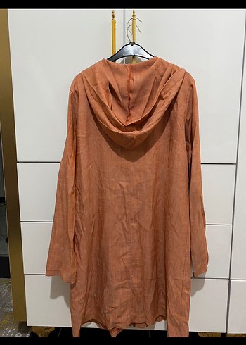 Düğmeli Uzun Keten Kadın Kaban - Görsel 4