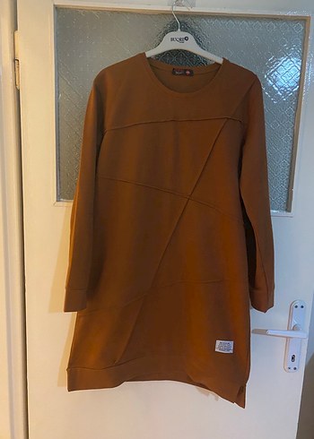 Uzun Kollu Kahverengi midi boy Tunik - Görsel 2