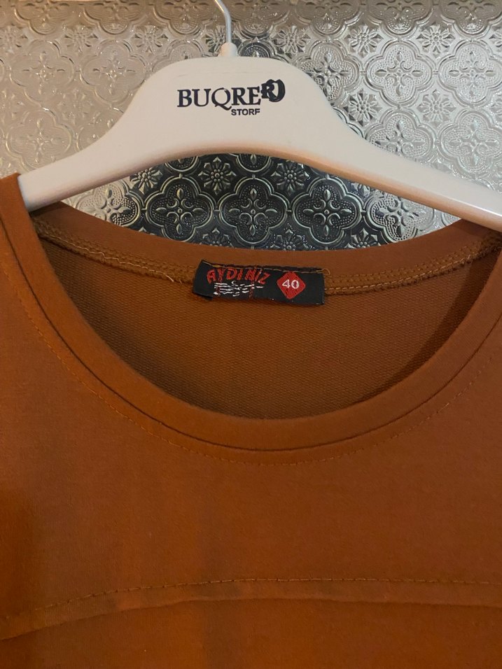 Uzun Kollu Kahverengi midi boy Tunik - Görsel 5