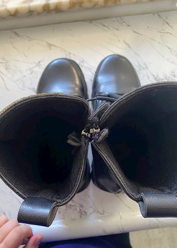 Siyah Deri Platform Topuklu Gotik Bot - Görsel 8