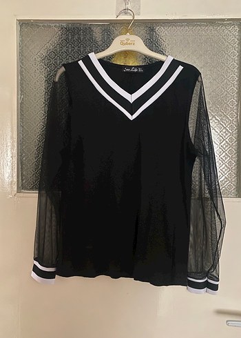 Siyah V Yaka Uzun Kollu Triko Bluz - Görsel 5