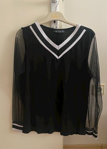 Siyah V Yaka Uzun Kollu Triko Bluz - Görsel 2