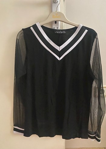 Siyah V Yaka Uzun Kollu Triko Bluz - Görsel 3