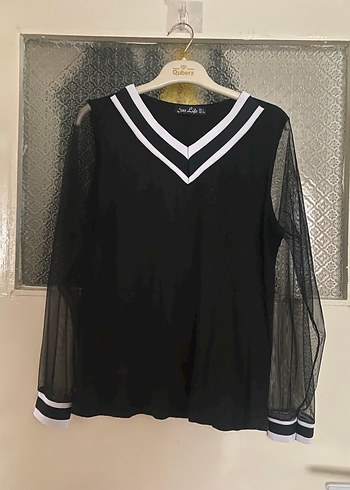 Siyah V Yaka Uzun Kollu Triko Bluz - Görsel 6