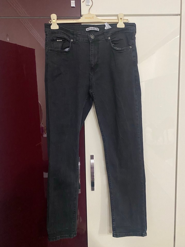 Kemer Detaylı Gri Erkek Denim Pantolon - Görsel 2