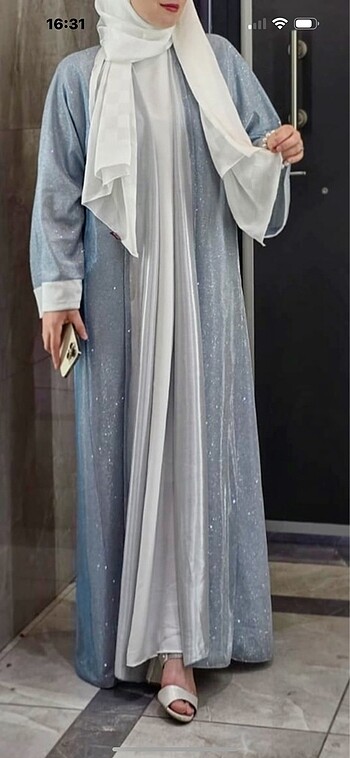 universal Beden mavi Renk Özel dikim Abaya