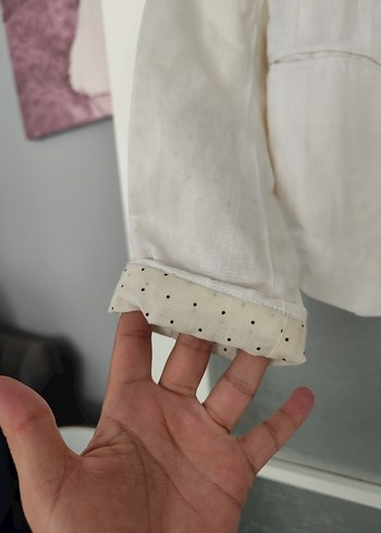 Bershka Beyaz Keten Kadın Blazer Ceket