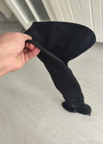 39 Beden siyah Renk Siyah Süet Dizüstü Topuklu çizme