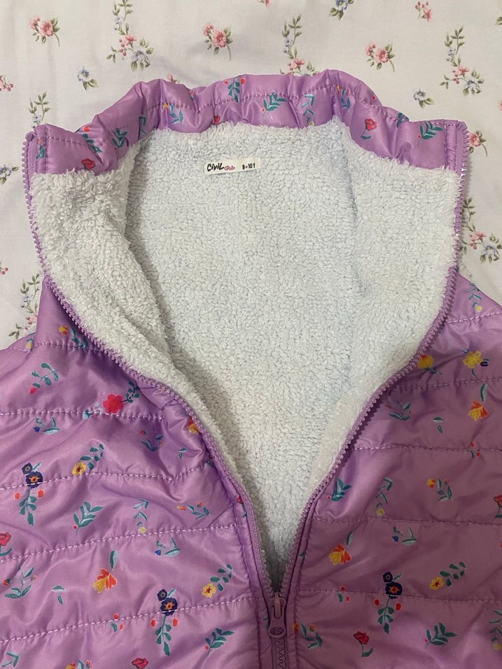 Kız Çocuk Nakışlı Mor Fermuarlı Yelek - Görsel 2