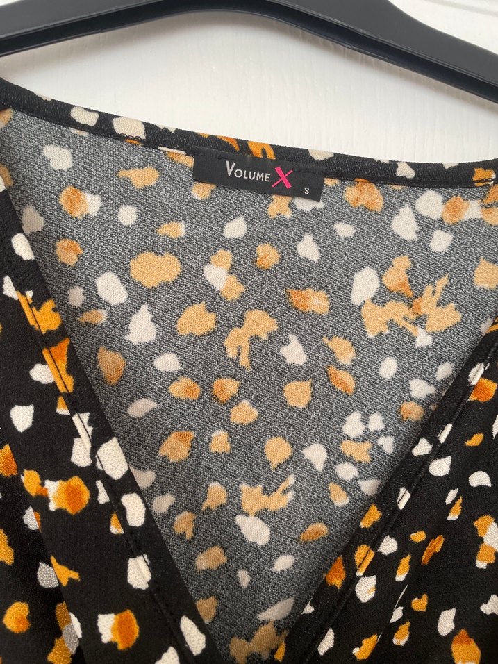 V Yaka Uzun Kollu Desenli Midi Elbise - Görsel 2