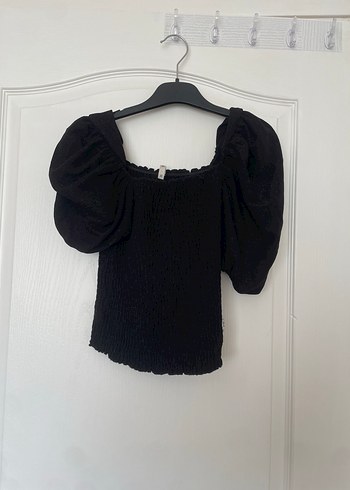 Siyah Kısa Kollu Örme Mini Bluz - Görsel 2