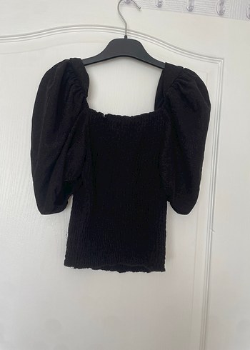 Siyah Kısa Kollu Örme Mini Bluz - Görsel 4