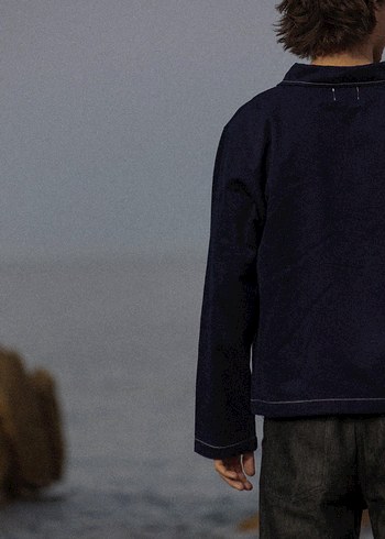 Erkek Lacivert Denim Düğmeli Uzun Kollu Sweatshirt - Görsel 3