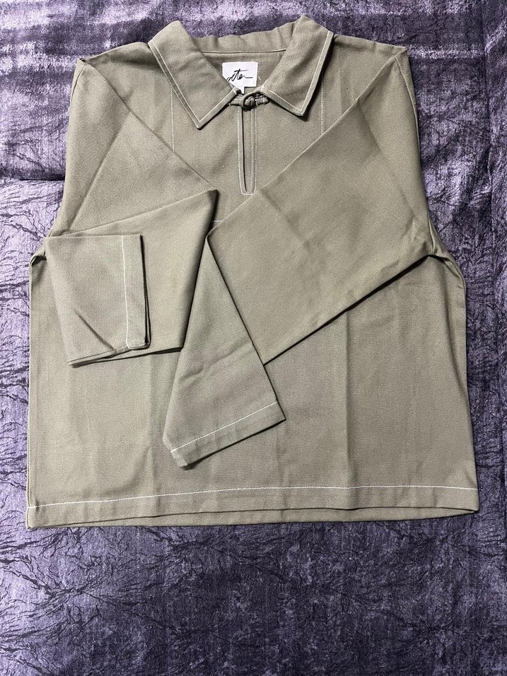 Erkek Khaki Keten Yarım Fermuarlı Gömlek - Görsel 4