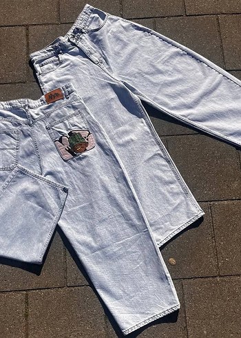 Siyah Baskılı Rahat Kesim Kadın Denim Pantolon - Görsel 7