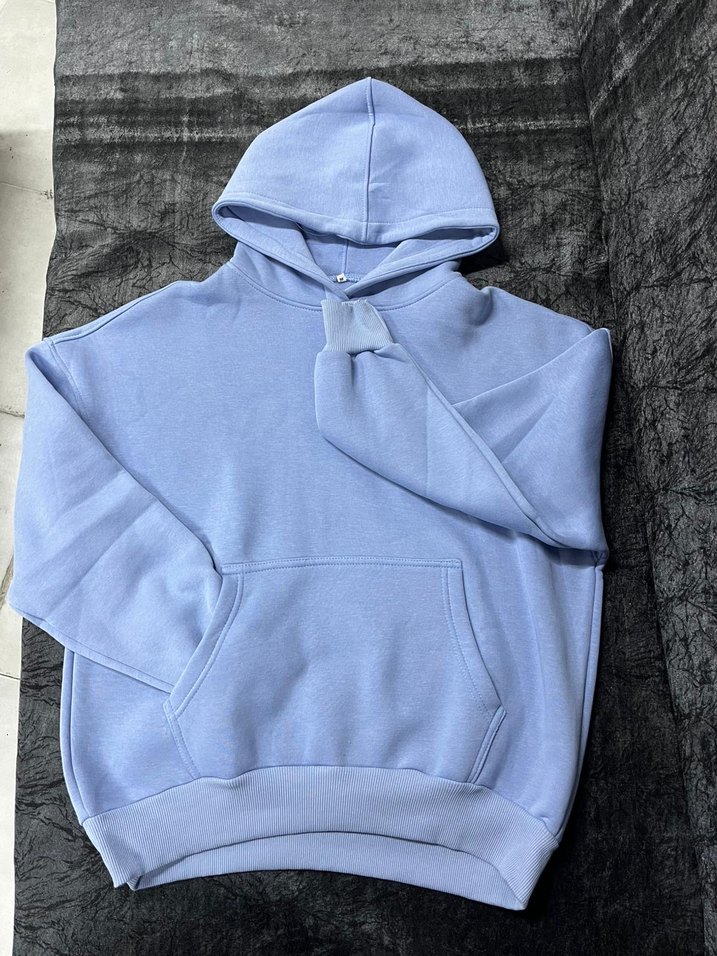 Kadın Mavi Kapüşonlu Sweatshirt - Görsel 3