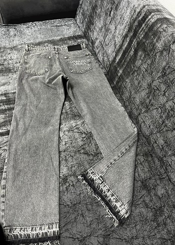 Gri Kadın Kot Pantolon, Kemerli, Midi Boy - Görsel 6