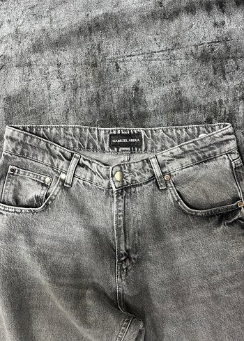 Gri Kadın Kot Pantolon, Kemerli, Midi Boy - Görsel 5